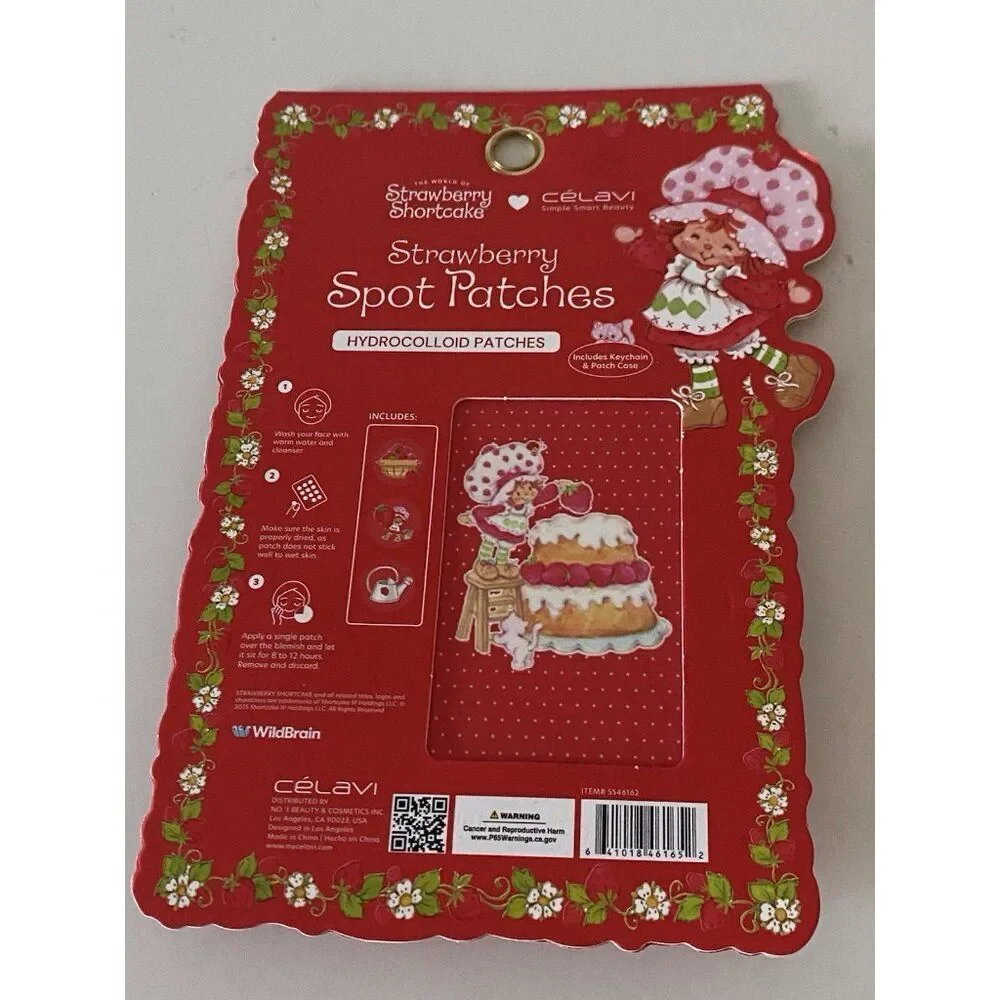 Strawberry Shortcake‎ Spot Patches With Keychain And Reusable Case Red 18 ct NEW